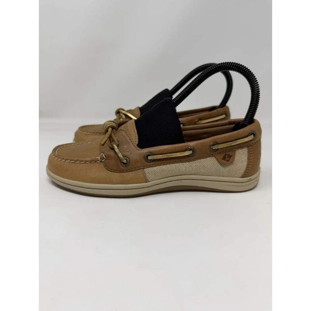 Sperry Top Sider Women Brown Tan Leather Boat Shoes Size 6M STS97211